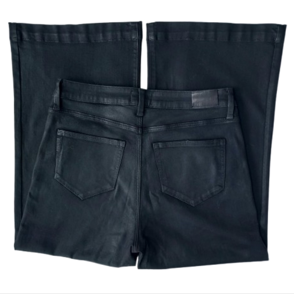 Paige Anessa Wide Leg Denim Jean Size 31 Ankle Black Coated - Picture 8 of 15